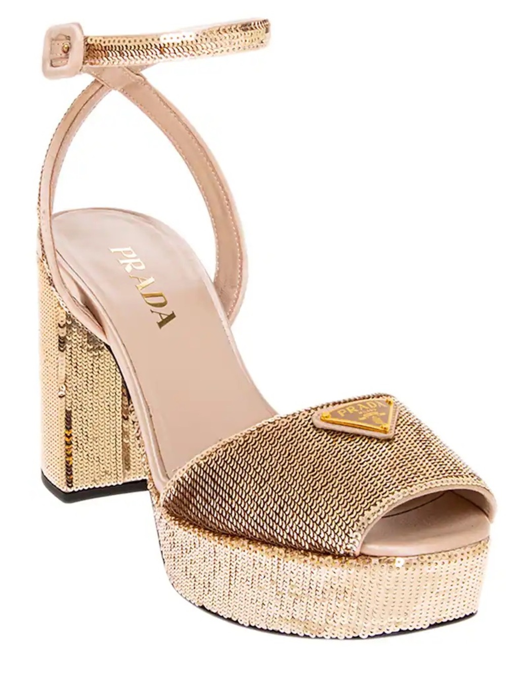 Prada Gold Sequin Platform Heels Size 38.5